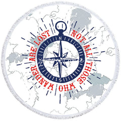 Aperturee - Aperturee Mysterious Simple Compass Journey Round Beach Towel