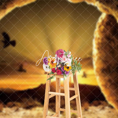 Aperturee - Aperturee Mystical Cave Entrance Wooden Cross Sunset Backdrop