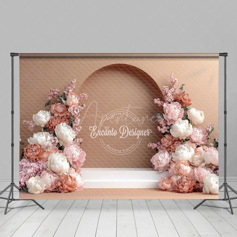 Aperturee - Aperturee Naked Color Floral Arch Door Sweet Wedding Backdrop