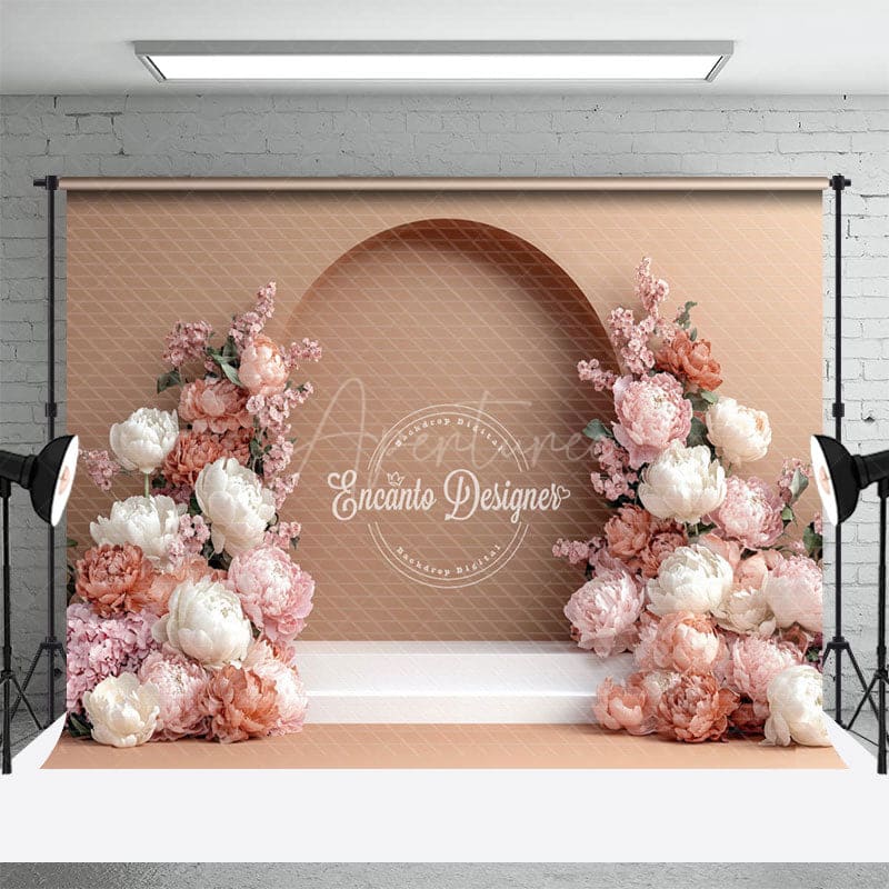 Aperturee - Aperturee Naked Color Floral Arch Door Sweet Wedding Backdrop