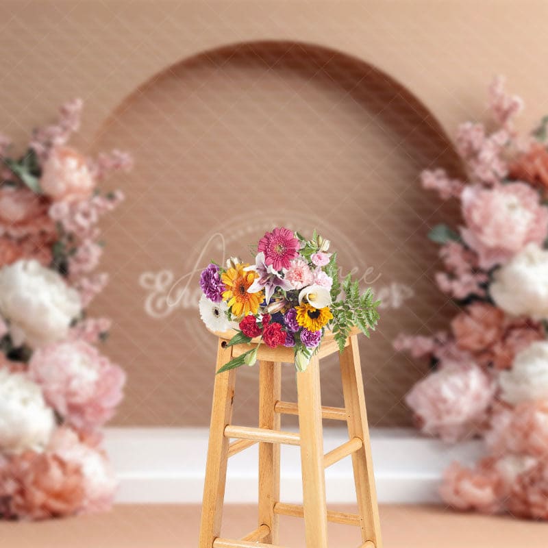 Aperturee - Aperturee Naked Color Floral Arch Door Sweet Wedding Backdrop