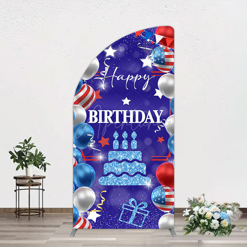 Aperturee - Aperturee National Flag Balloons Sweet Birthday Half Moon Arch Backdrop