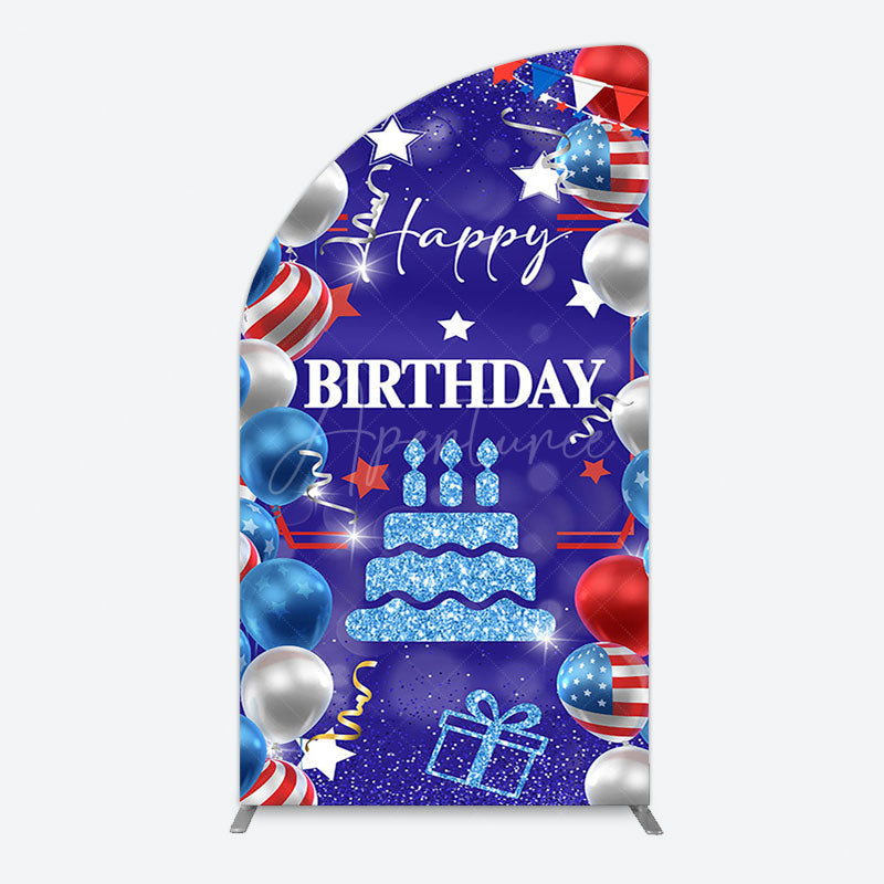 Aperturee - Aperturee National Flag Balloons Sweet Birthday Half Moon Arch Backdrop