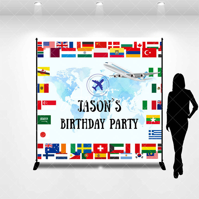 Aperturee - Aperturee National Flags Map Custom Name Birthday Backdrop