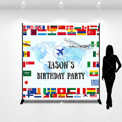Aperturee - Aperturee National Flags Map Custom Name Birthday Backdrop