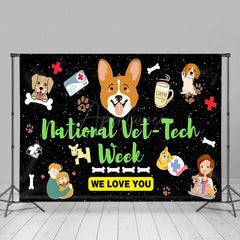 Aperturee - Aperturee National Vet Tech Week Cartoon Love You Backdrop