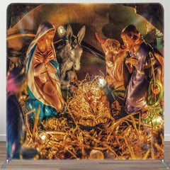 Aperturee - Aperturee Nativity Baby Jesus Christmas Tension Fabric Backdrop