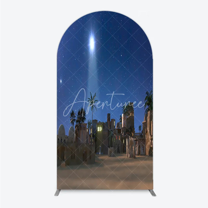 Aperturee - Aperturee Nativity Scene Arch Backdrop Star of Bethlehem Christmas Night Religious