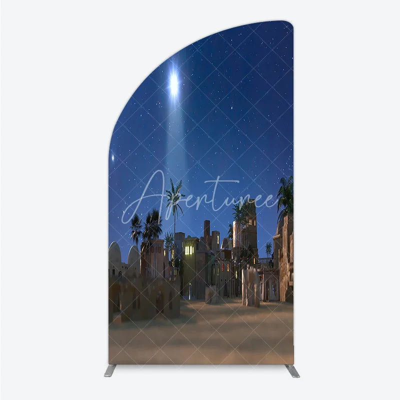 Aperturee - Aperturee Nativity Scene Half Moon Arch Backdrop Star of Bethlehem Christmas Night Religious