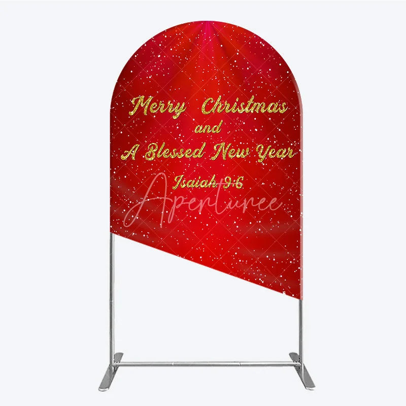 Aperturee - Aperturee Nativity Scene Merry Christmas Arch Backdrop Red Snowy Blessed New Year Party Cover