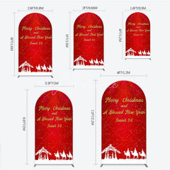 Aperturee - Aperturee Nativity Scene Merry Christmas Arch Backdrop Red Snowy Blessed New Year Party Cover