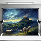 Aperturee Aperturee Nativity Scene Photography Backdrop Shepherds and Sheep Watching Star of Bethlehem Religious Christmas Photo Prop