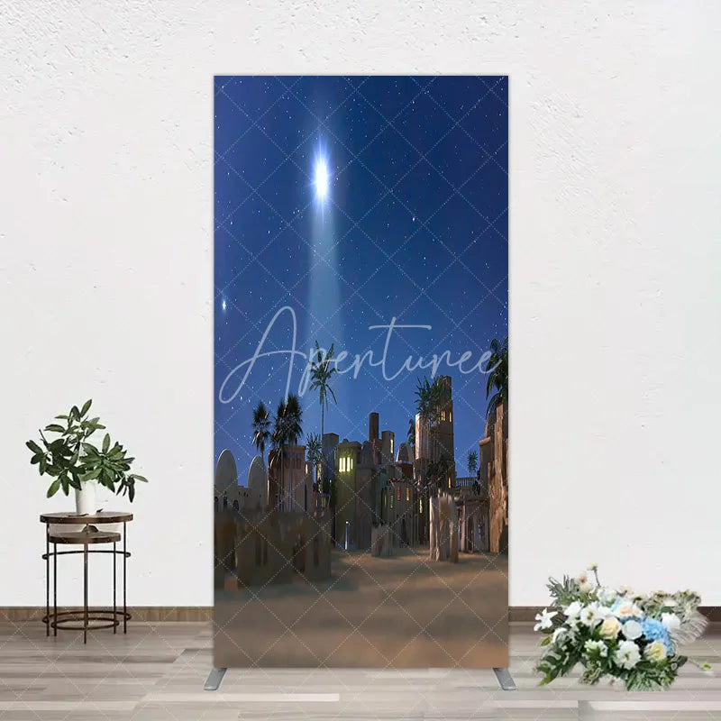 Aperturee - Aperturee Nativity Scene Rectangle Backdrop Star of Bethlehem Christmas Night Religious