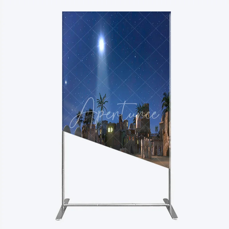 Aperturee - Aperturee Nativity Scene Rectangle Backdrop Star of Bethlehem Christmas Night Religious