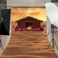 Aperturee - Aperturee Nativity Scene Sweep Backdrop Manger with Star of Bethlehem Religious Christian Christmas Photo Floor Drop