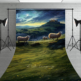 Aperturee Aperturee Nativity Scene Sweep Photo Backdrop Shepherds and Sheep Watching Star of Bethlehem Religious Christmas Prop