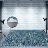 Aperturee - Aperturee Natural Blue Gravel Pattern Fabric Floor Backdrop