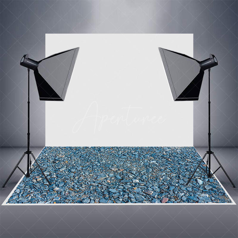 Aperturee - Aperturee Natural Blue Paving Gravel Pattern Rubber Floor Mat