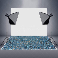 Aperturee - Aperturee Natural Blue Paving Gravel Pattern Rubber Floor Mat