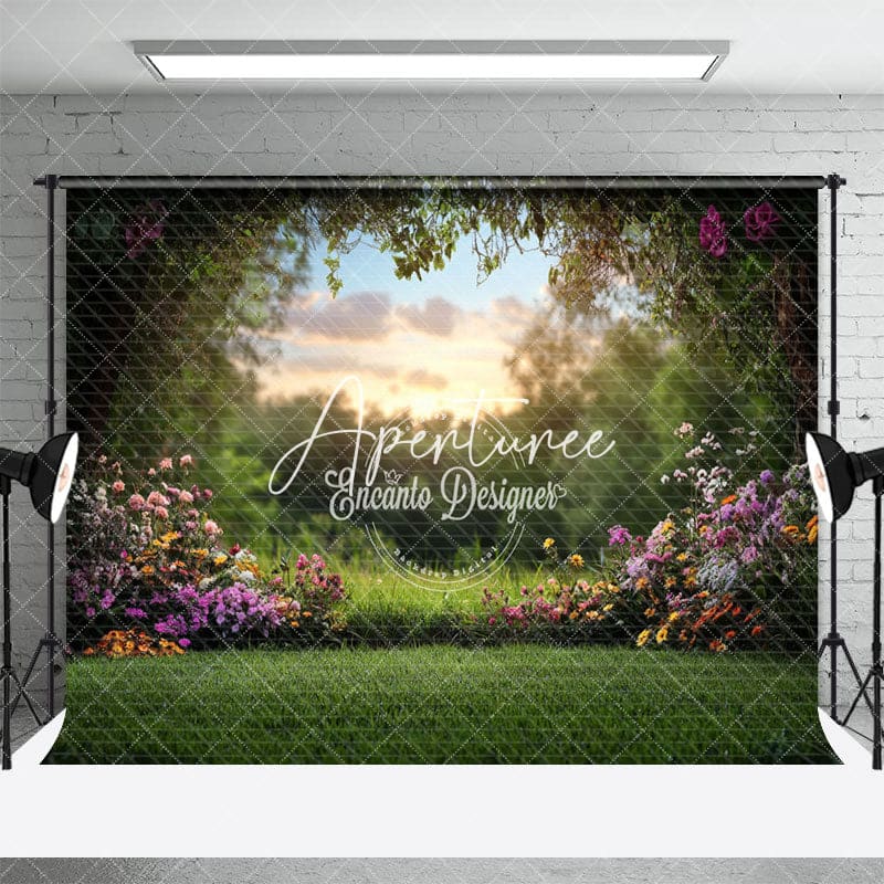 Aperturee - Aperturee Natural Colorful Wildflower Lawn Spring Backdrop