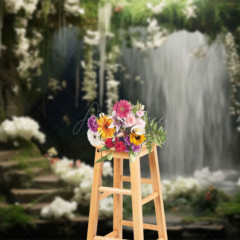 Aperturee - Aperturee Natural Flower Plant Waterfall Landscape Backdrop