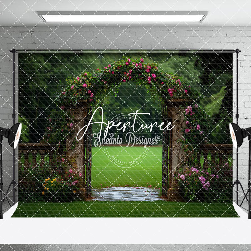 Aperturee - Aperturee Natural Greenery Arch Gate Wedding Room Set Backdrop