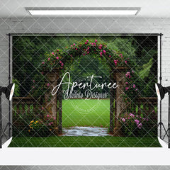 Aperturee - Aperturee Natural Greenery Arch Gate Wedding Room Set Backdrop