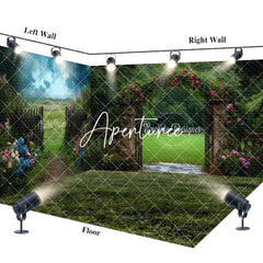 Aperturee - Aperturee Natural Greenery Arch Gate Wedding Room Set Backdrop