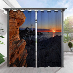 Aperturee - Aperturee Natural Landscape Waterproof Outdoor Curtains For Gazebo