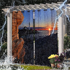 Aperturee - Aperturee Natural Landscape Waterproof Outdoor Curtains For Gazebo