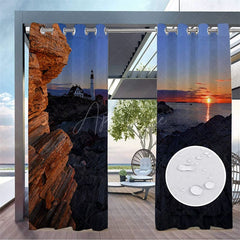 Aperturee - Aperturee Natural Landscape Waterproof Outdoor Curtains For Gazebo