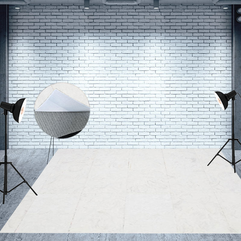 Aperturee - Aperturee Natural Marble White Tiles Fabric Floor Backdrop