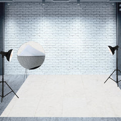 Aperturee - Aperturee Natural Marble White Tiles Fabric Floor Backdrop