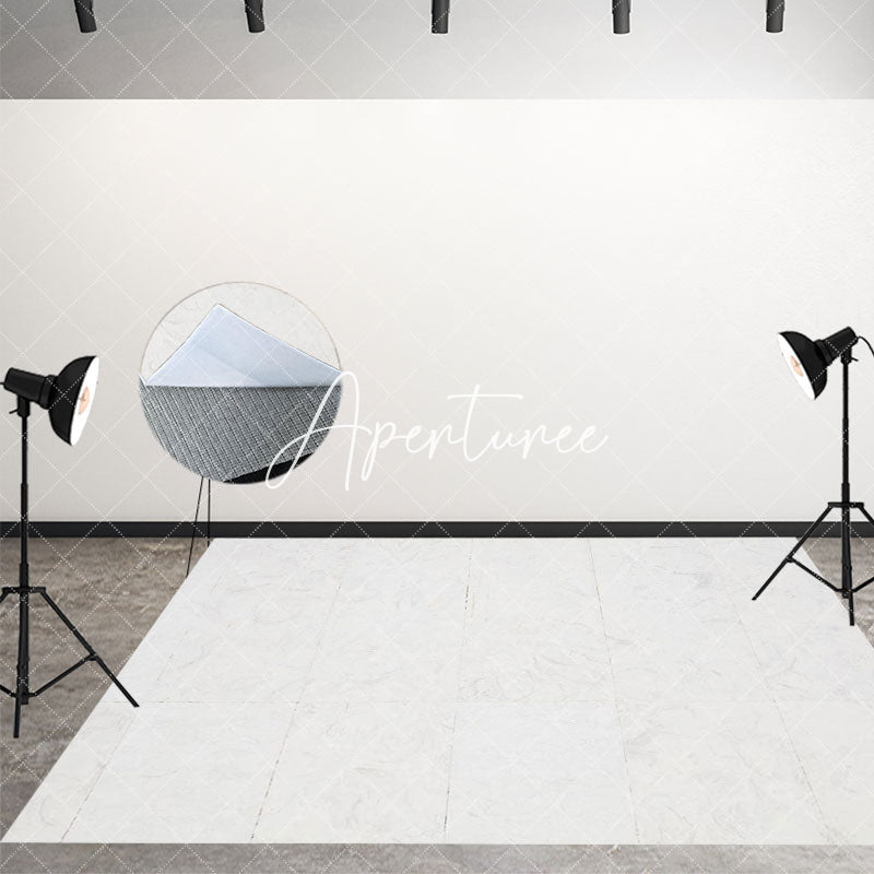 Aperturee - Aperturee Natural Marble White Tiles Fabric Floor Backdrop