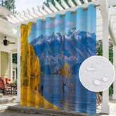 Aperturee - Aperturee Natural Mountain Lake Waterproof Printed Outdoor Curtains