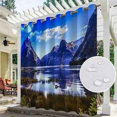 Aperturee - Aperturee Natural Mountain Scenery Waterproof Printed Outdoor Curtains