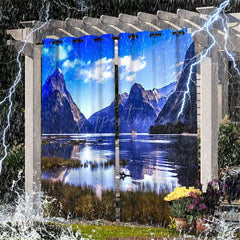 Aperturee - Aperturee Natural Mountain Scenery Waterproof Printed Outdoor Curtains