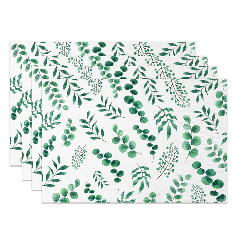Aperturee - Aperturee Natural Plant Leaves Greenery Set of 4 Placemats