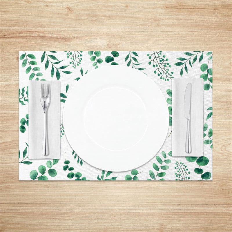 Aperturee - Aperturee Natural Plant Leaves Greenery Set of 4 Placemats