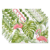 Aperturee - Aperturee Natural Plant Monstera Flamingo Set of 4 Placemats