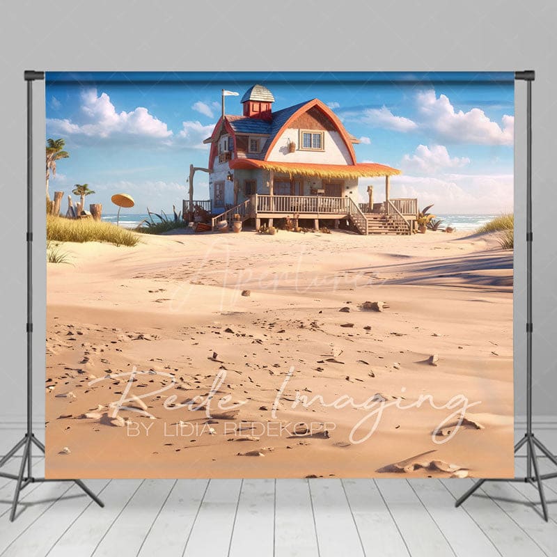 Aperturee - Aperturee Natural Sandy Beach House Summer Photography Backdrop