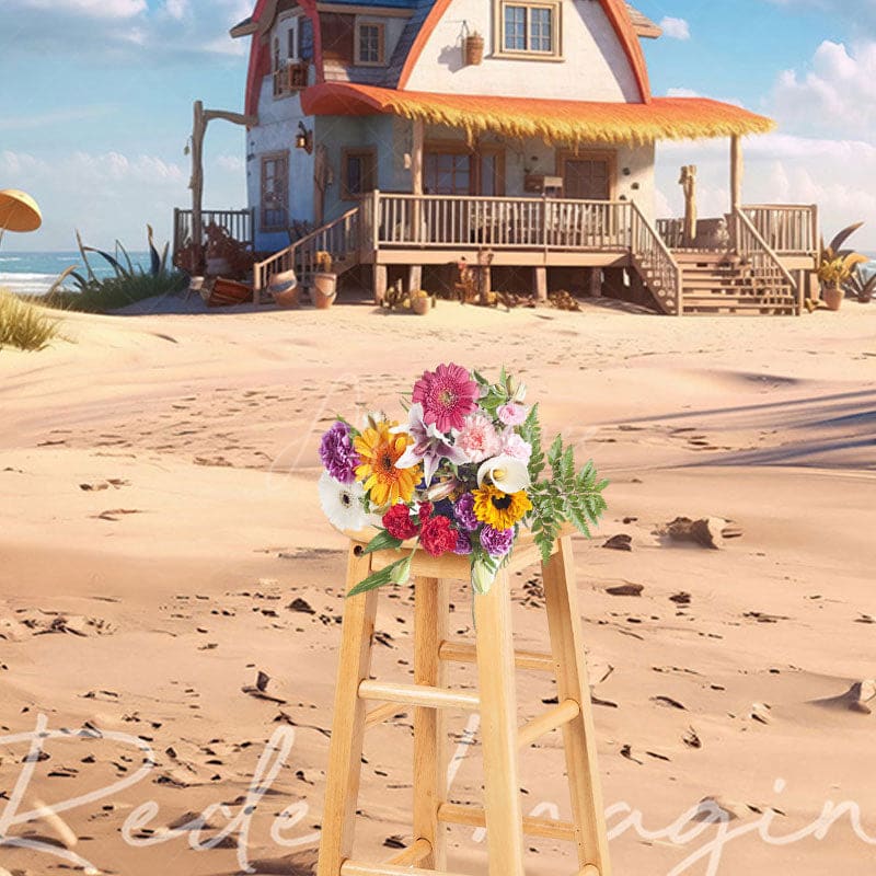 Aperturee - Aperturee Natural Sandy Beach House Summer Photography Backdrop