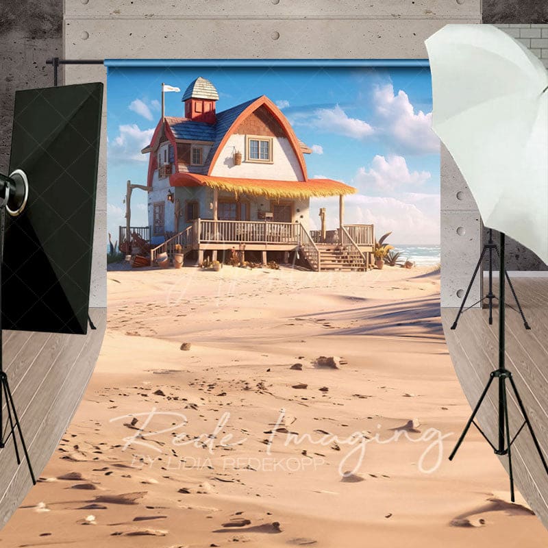 Aperturee - Aperturee Natural Sandy Beach House Summer Sweep Photo Backdrop
