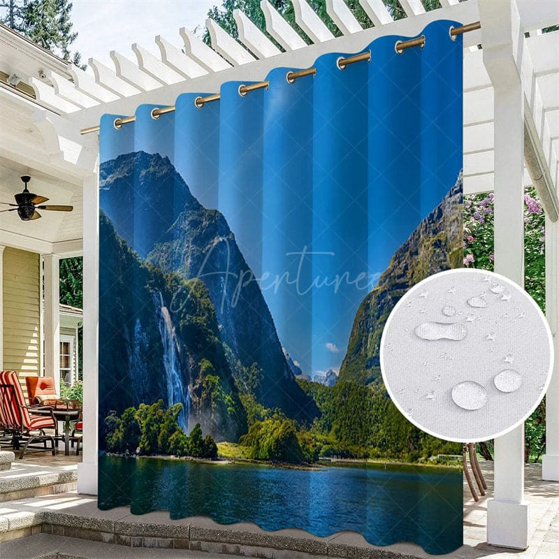 Aperturee - Aperturee Natural Scene Printed Waterproof Outdoor Curtains For Porch