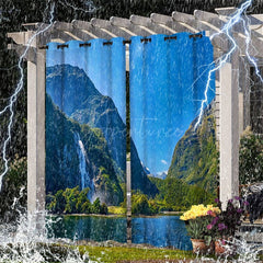 Aperturee - Aperturee Natural Scene Printed Waterproof Outdoor Curtains For Porch