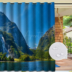 Aperturee - Aperturee Natural Scene Printed Waterproof Outdoor Curtains For Porch