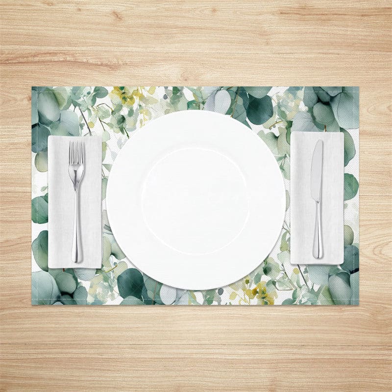 Aperturee - Aperturee Natural Spring Greenery Dining Set of 4 Placemats