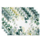 Aperturee - Aperturee Natural Spring Greenery Dining Set of 4 Placemats