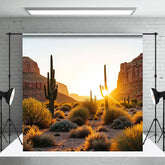 Aperturee - Aperturee Natural Sunrise Desert Hills Cactus Photo Backdrop