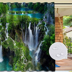 Aperturee - Aperturee Natural Waterwall Waterproof Printed Outdoor Curtains For Cabana